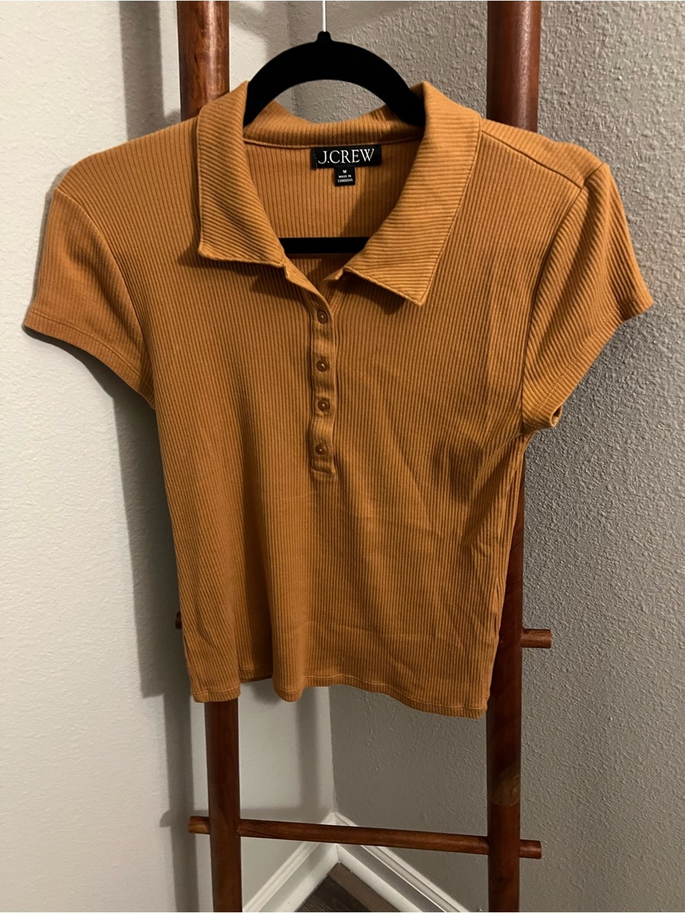 J. Crew Ribbed Polo Tee in Mustard Yellow